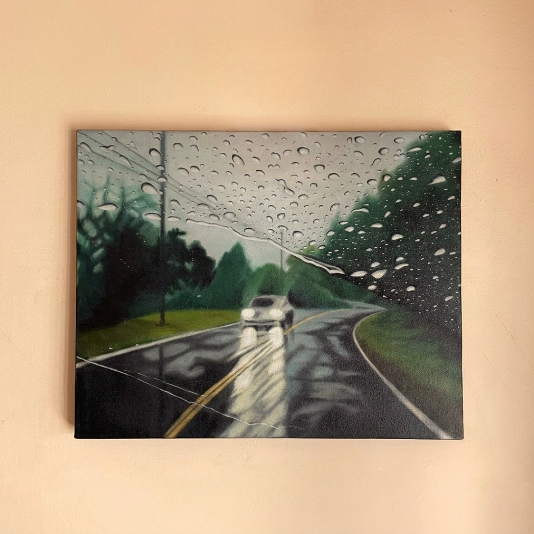 Raindrops on windshield